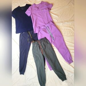 Figs Scrubs Lot of 5 Lavender , Navy , Olive Green Size XXS Technical Collection